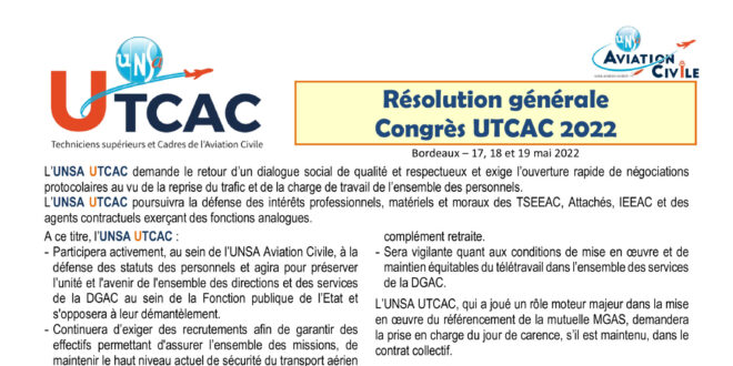 thumbnail of Résolution Générale et nouveau CN UTCAC 2022