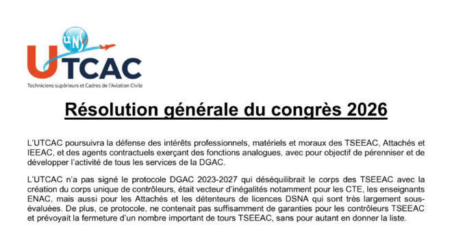 thumbnail of Résolution générale de congrès UTCAC de 2026